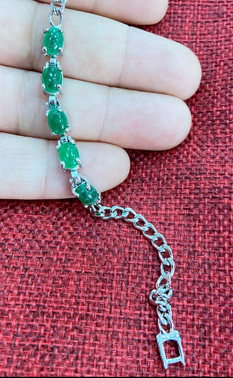 

Link Bracelets Emerald Green Jade Beads White Gold Plated Clasp Bangle Bracelet