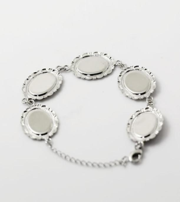 

Beadsnice filigree bracelet po bracelet setting with 5 blank bezels fits cabochons size 13 x 18mm bangle blanks ID 267336547796