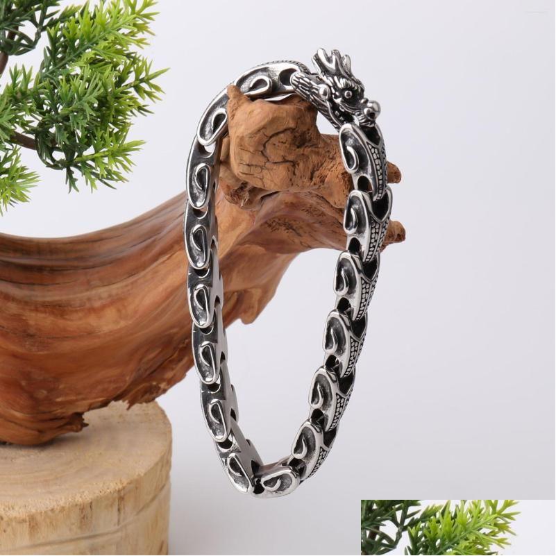 

Chain Link Bracelets Vintage Punk Dragon Bracelet For Men Stainless Steel Personality Trendy Head Bangle Fashion Hip Hop Street Jewe Dhvqc