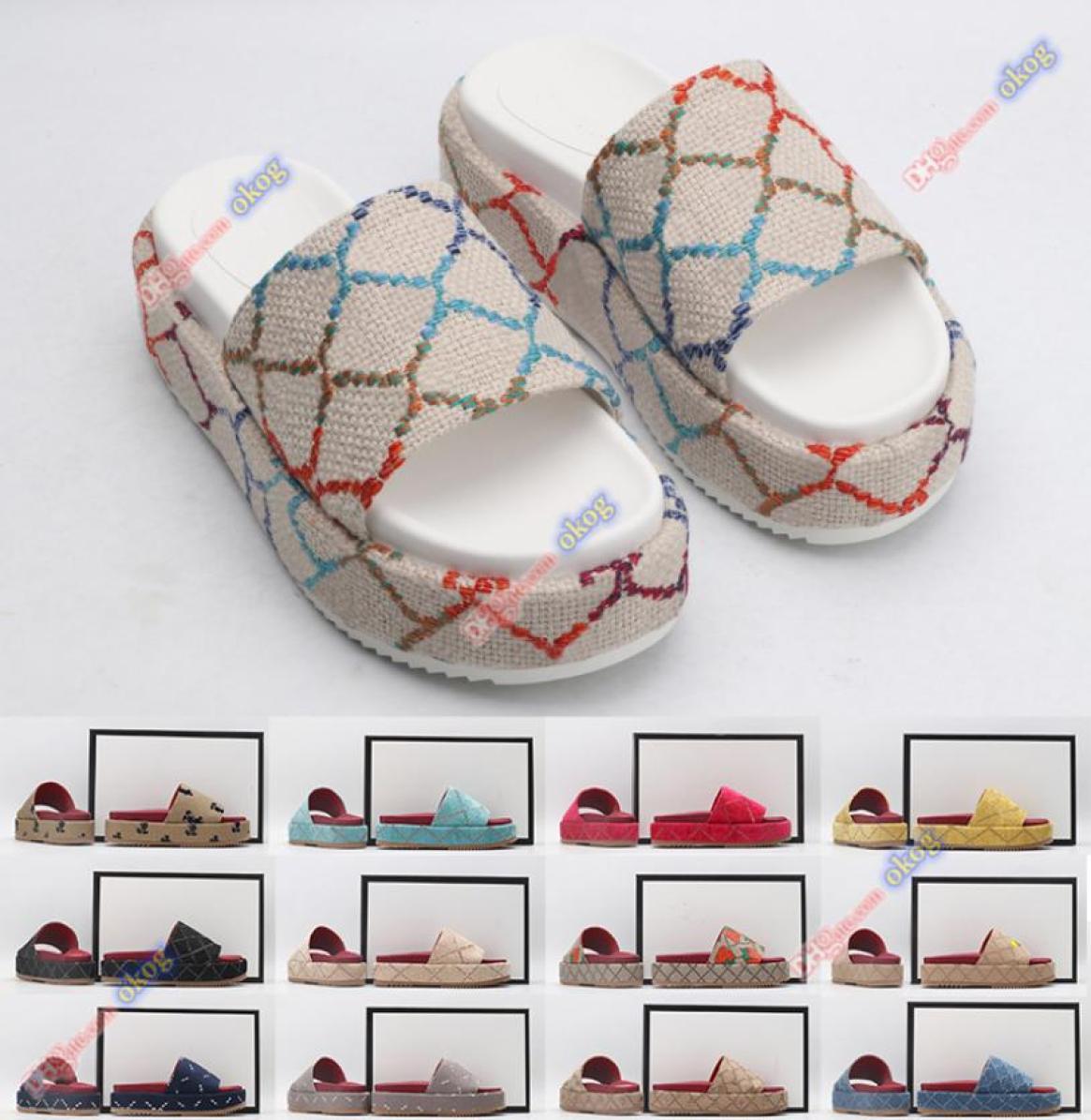 

Platform Designer Slide Slippers Sandals Flat Summer Luxury Slides For Men Women Rubber Leather Loafers Ladies Fashion Heightening4731998, Blue