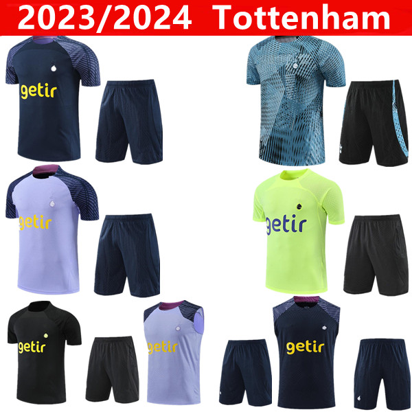 

2023 2024 Hot Spurs Short Sleeve Sportswear Football Set Training Shirt Tottenham shirts KANE Sportswear Football chandal futbol Adult Survival, Black