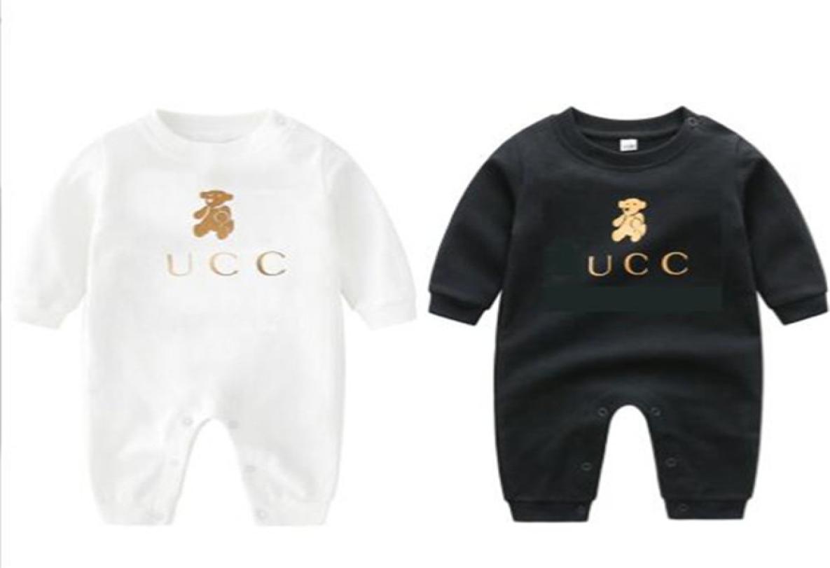 

Fashion Footies Babies Designer Cotton rompers Print luxury letter brand long sleeves jumpsuits infant kids clothes1915280, White