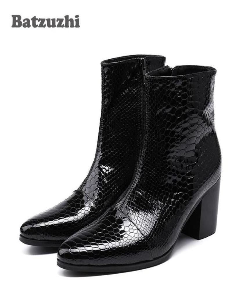 

7CM High Heels Men Boots Pointed Toe Black Leather Boots Men Handsome Ankle Boots for Men Wedding Party Size 38464579776