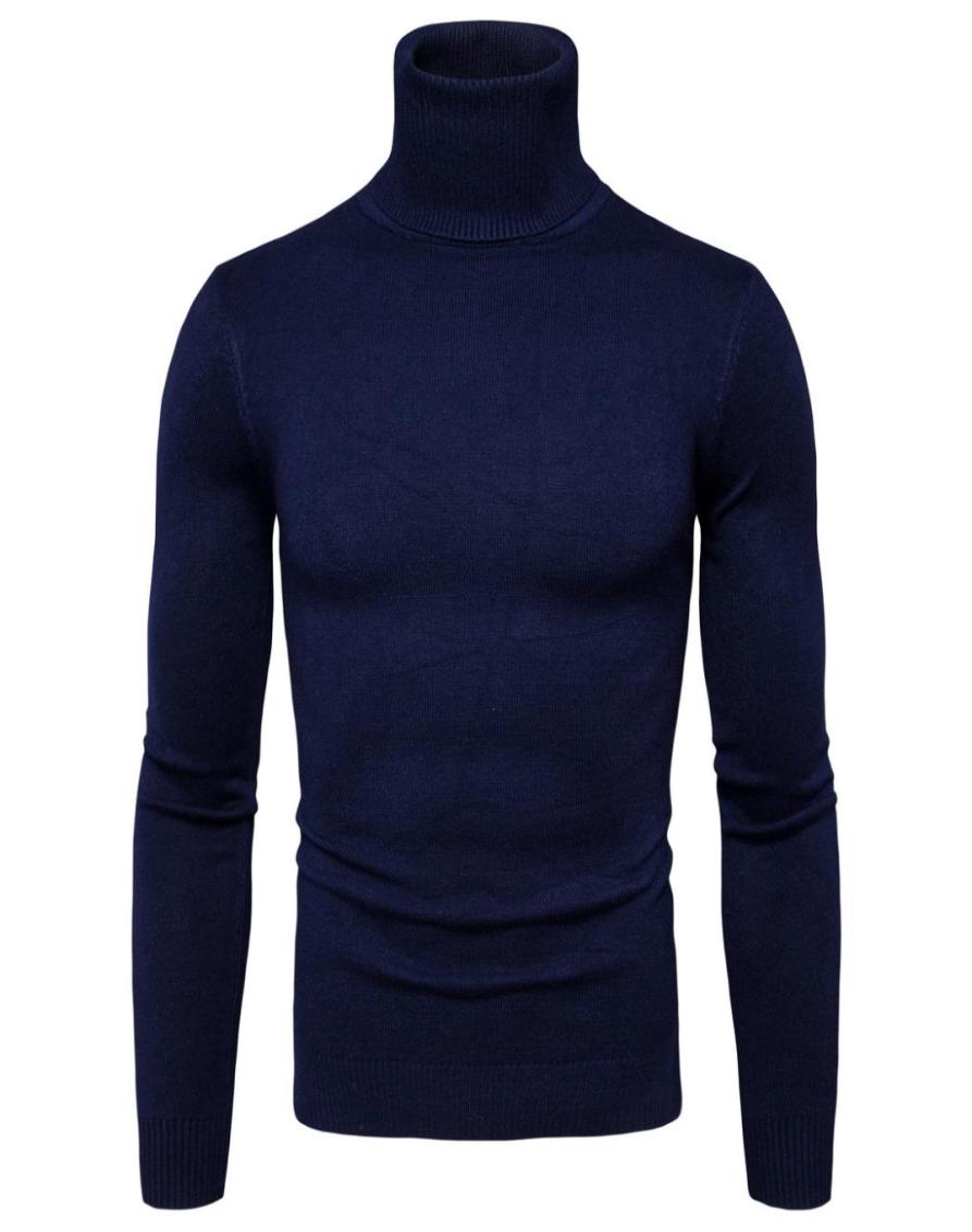 

Winter High Neck Thick Warm Sweater Men Turtleneck Brand Mens Sweaters Slim Fit Pullover Men Knitwear Male Double Collar9502705, Black