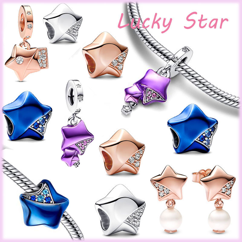 

925 Sterling Silver Pandora Charming Purple Lucky Star Beads Suitable for Women DIY Fashion Jewelry Production Pandora Bracelet