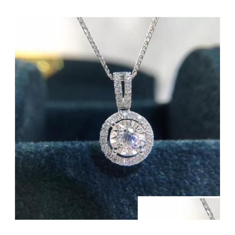 

Pendant Necklaces Luxury Jewelry Circle 925 Sterling Sier Round Cut White Topaz Cz Diamond Gemstones Eternity Party Women Wedding Cl Dheqp