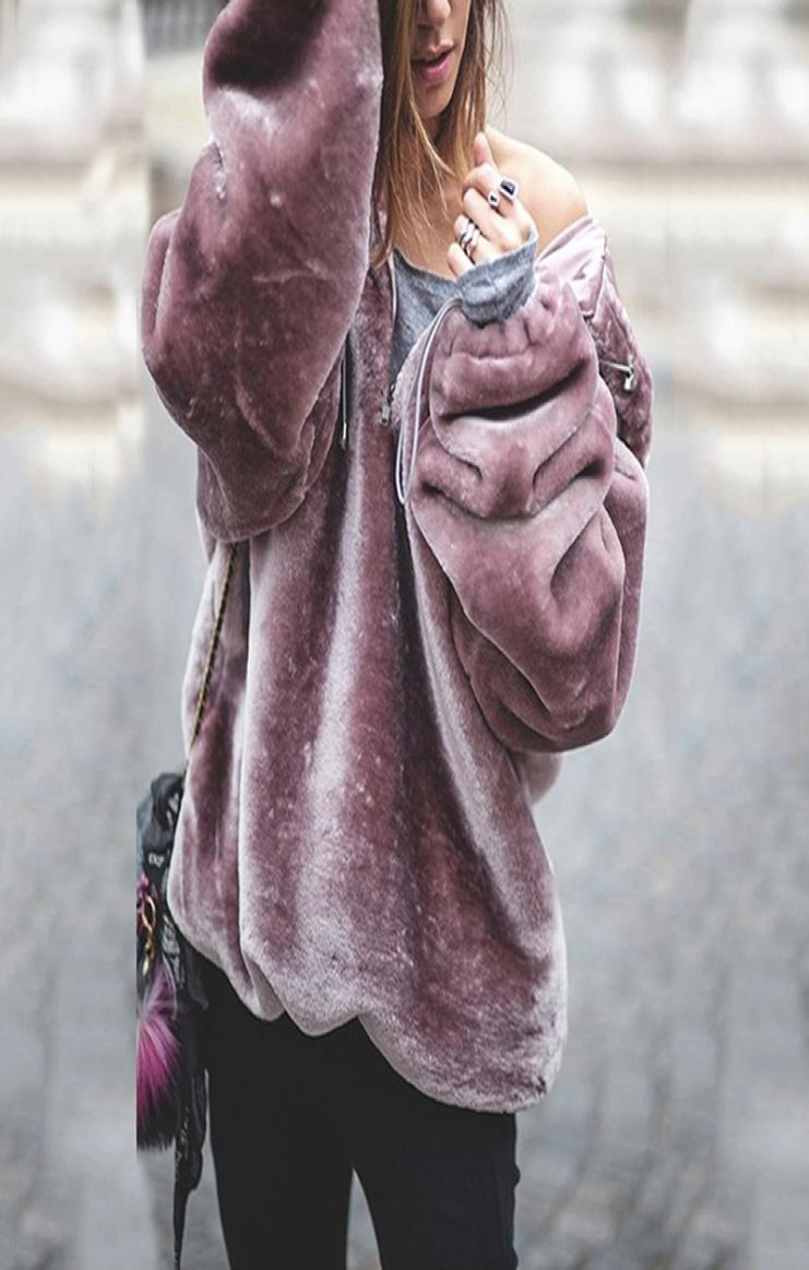 

Fleece Pullover Hoodie Coat Women Soft Fluffy Jacket Autumn Winter Warm Casual Long Sleeve Sweatshirt Outwear Oversize 2010089827143, Gray