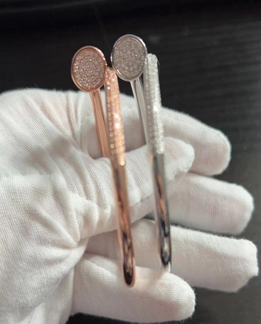 

Love Cuff Bangle Women Men Full Diamond Nail Bracelet 18k Gold Plated Bracelets Jewelry For Lover Gift no box3574527