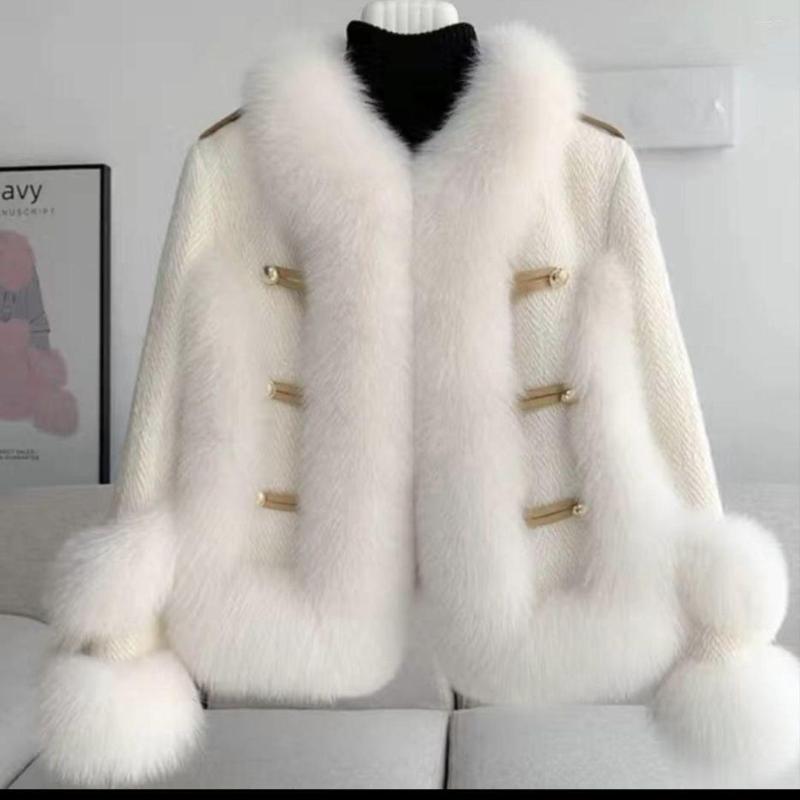 

Women's Jackets 2023 Women Winter Warm Fur Coats Girls Fashion White Slim Lady Outerwear Clothing Long Sleeve Open Neck Size M L  2XL, As4