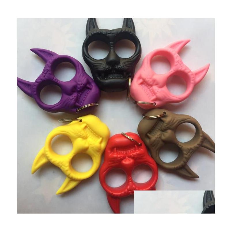 

Keychains Lanyards Mini Portable Plastic Tiger Head Selfdefense Pendant Key Chain For Women Girl Keychain Hand Buckle Car Bags Jew Dhjk6