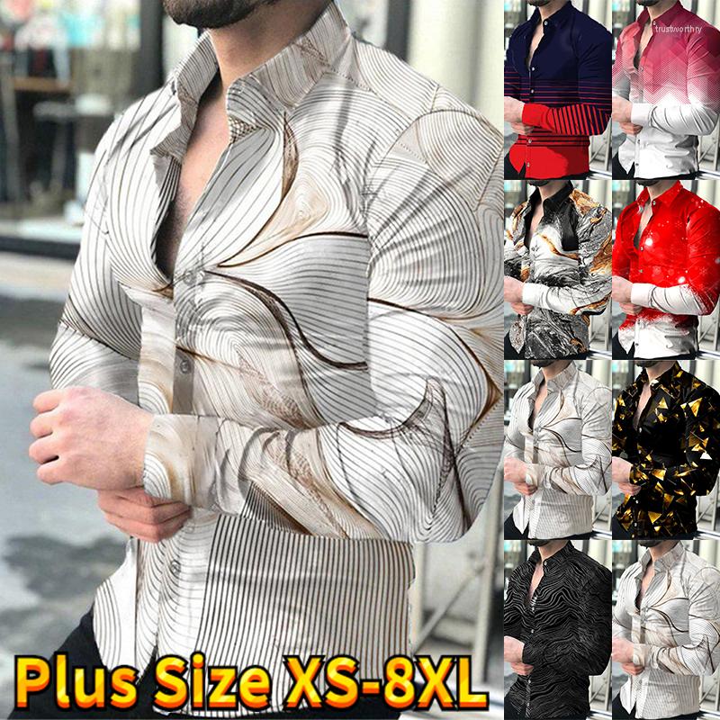 

Men's Casual Shirts Men's Fashion Collar Long-sleeved Shirt Slim Non-iron Work Button Up Flower -8XL, 84266-brown