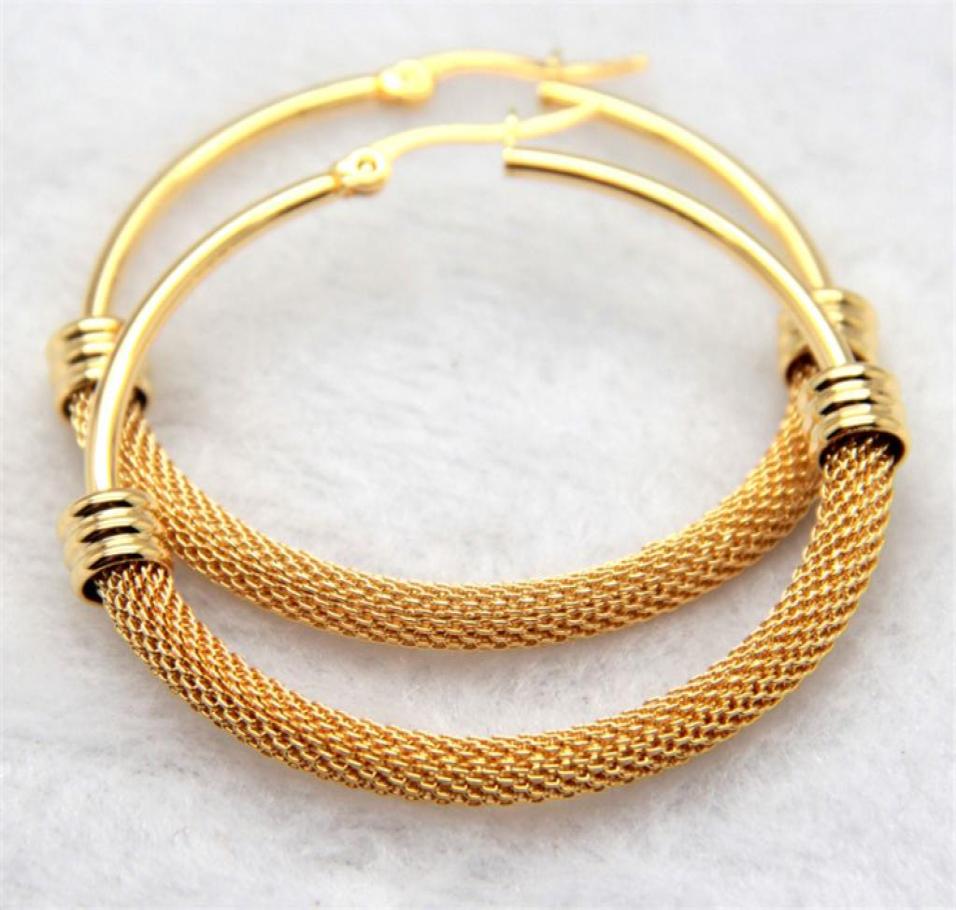 

Brand Earrings For Women Fashion Jewelry Gift Whole Trendy 2 Colors Gold ColorWhite Gold Color Net Round Hoop Earrings9653134