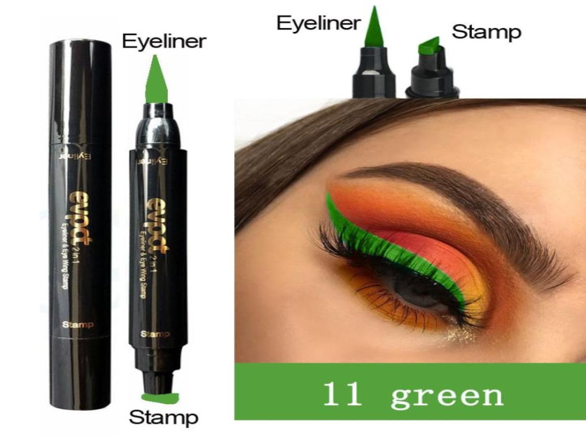 

6 Color Choose Liquid Eyeliner Stamp Pencils DoubleHeaded Thin Wing Seal Waterproof Makeup Eye Liner Blue Black Brown TSLM29737205, Two colors