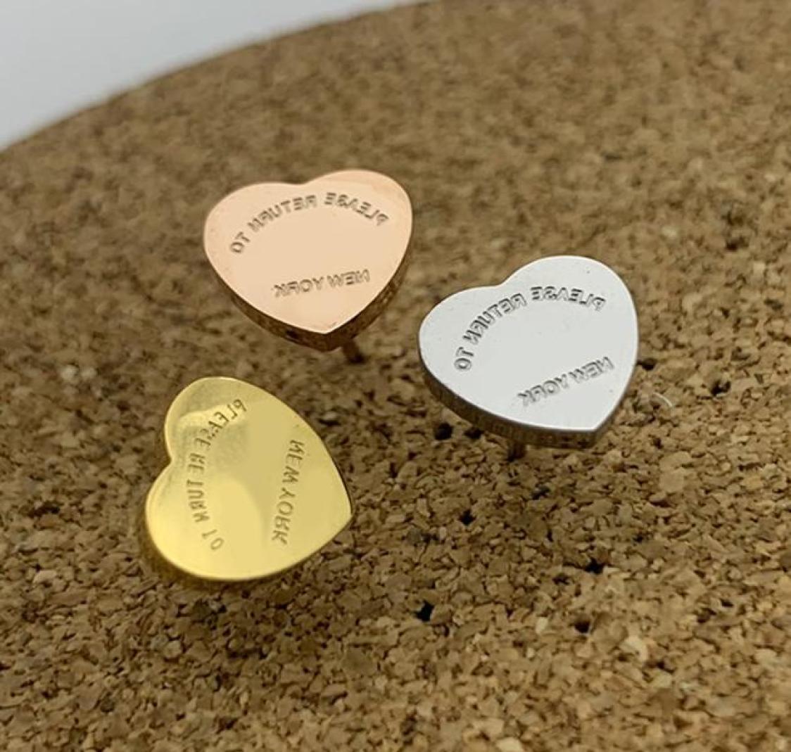 

10mm gold heart earring Stud women couple Flannel bag Stainless steel Thick Piercing jewelry gifts for woman Accessories6214151