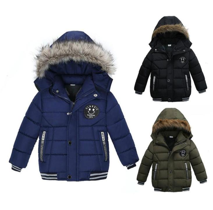 

Duck Down Jacket Kids Boy Winter Snowsuit Long Sleeve Thick Fur Collar Hooded Boys Clothing Outerwear Coats9734721, Gray