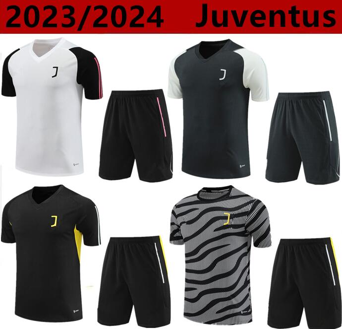 

23 24 Juventus soccer jerseys short sleeves training suit POGBA DI MARIA VLAHOVIC CHIESA 23/24 tracksuit men kids kit set football kit uniform sportswear, Ivory