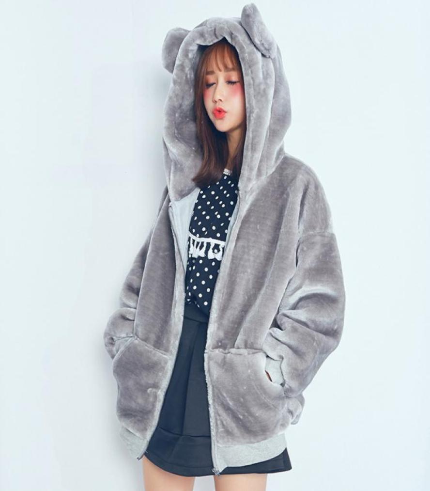 

WomenNew Fashion Winter Hooded Coats Warm Thick Loose Solid Outwear Casual Jackets Thick Warm Female Outerwear4198310, Black