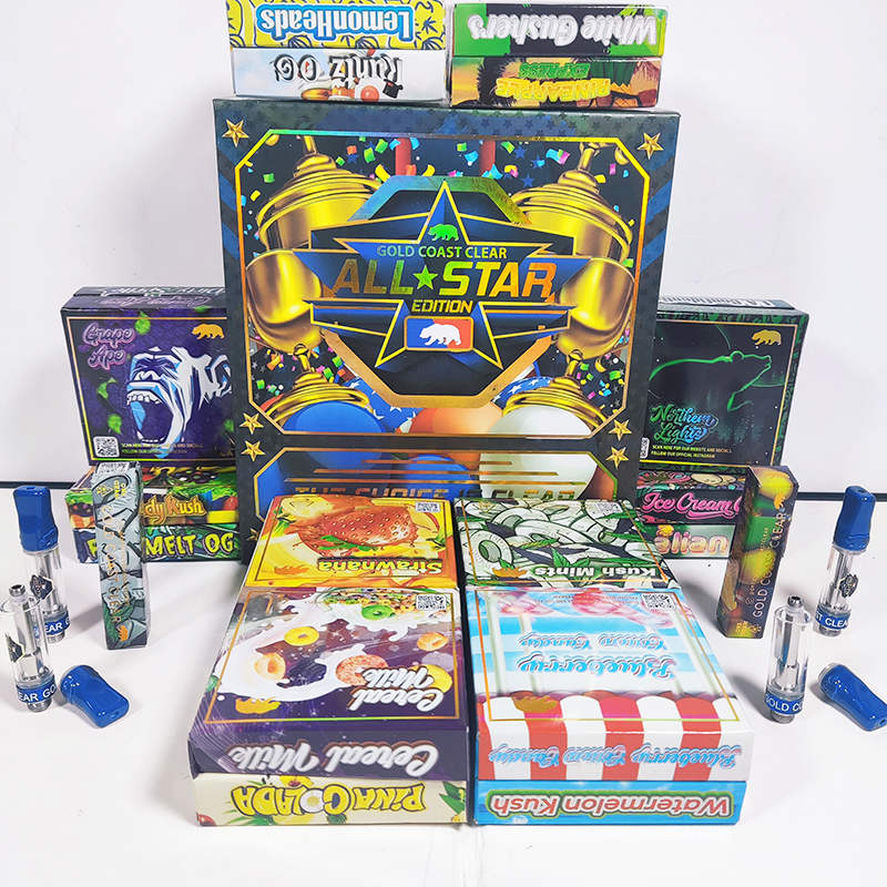 

gcc all start gold coast clear cartridge atomizers 0.8ml empty vape pen carts 510 thread thick oil ceramic coil wax vaporizer carts with all start editions packaging