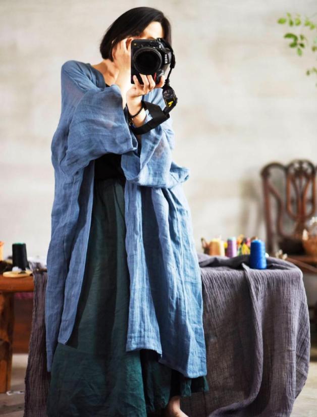 

Women039s Trench Coats Plus Size Retro Woman Coat Japanese Kimono Cardigan Causal Cotton And Linen Loose Long Outer Clothing8212647, Blue