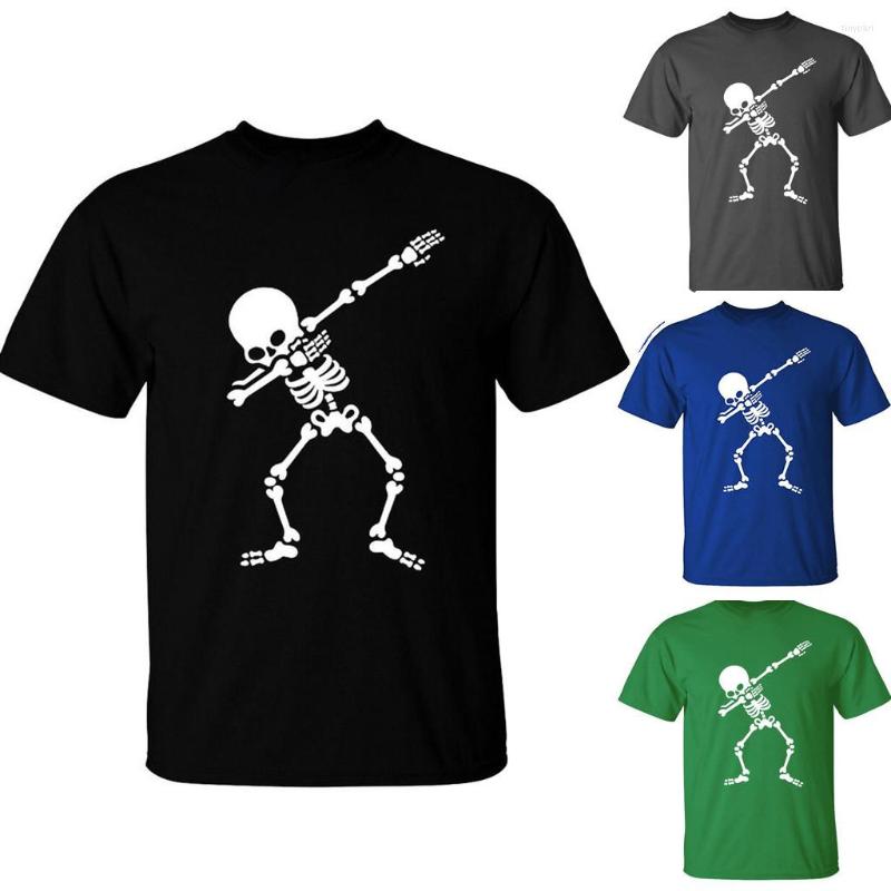 

Men' T Shirts Fashion Shirt Summer Casual Skull Printing Elastic Short Sleeve T-shirt Tops, Black