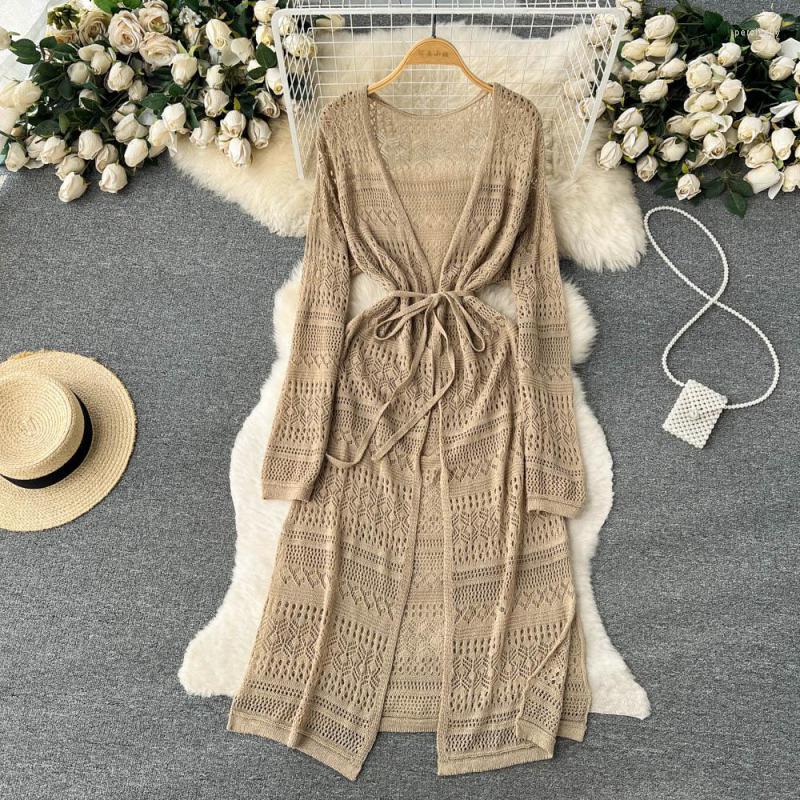

Women's Jackets Bohemian Spring And Summer Casual Cardigan Women 2023 Fashion Sexy Hollow Knit Long Shawl Coat Travel Holiday Style Femme