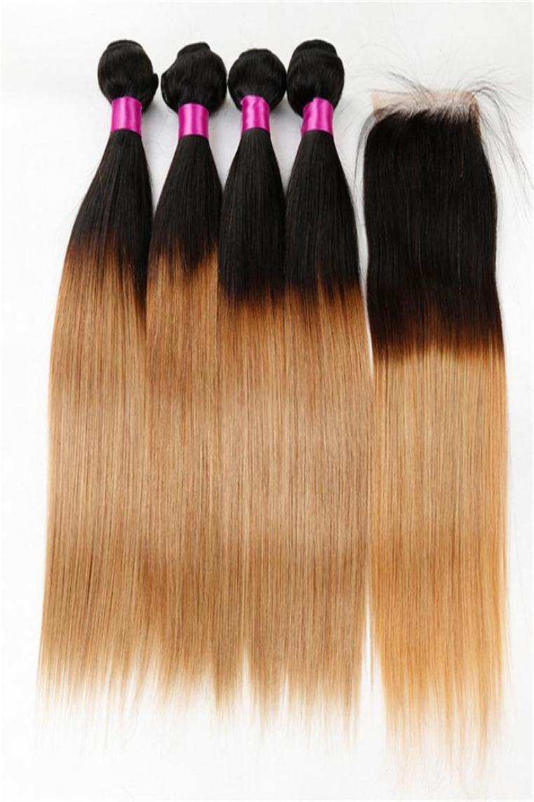 

Malaysian virgin straight hair bundles with closure blonde lace closure with bundles ombre human hair lace closure4068849, Ombre color