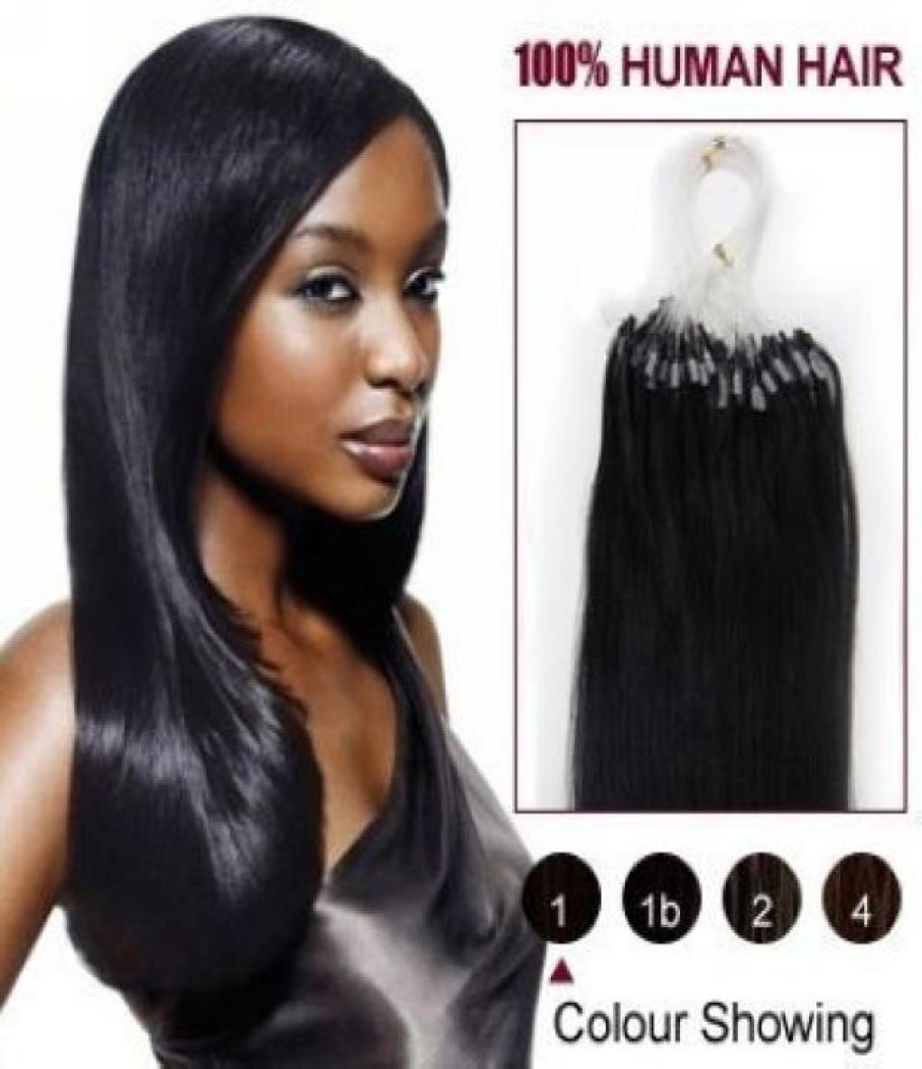 

2015 Selling virgin Peruvian micro loop hair extensions 10 gram per strand 100 strands per Pack 1 jet black dhl shppin1961595