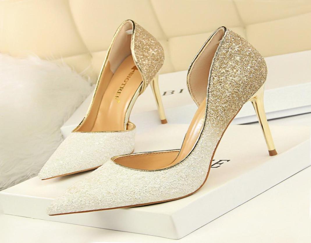 

Women Pumps Bling High Heels Women Dress Shoes Fashion Wedding Shoes Pointed Toe Sexy High Heels4470610, Fuchsia