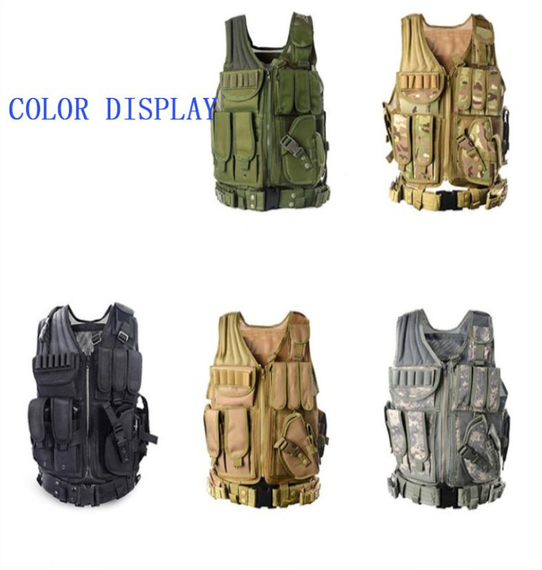 

Camo Hunting Vest Men Tactical Vest Molle Tactical Paintball Assault Shooting Hunting Clothes Clothing with Holster5970293, Green