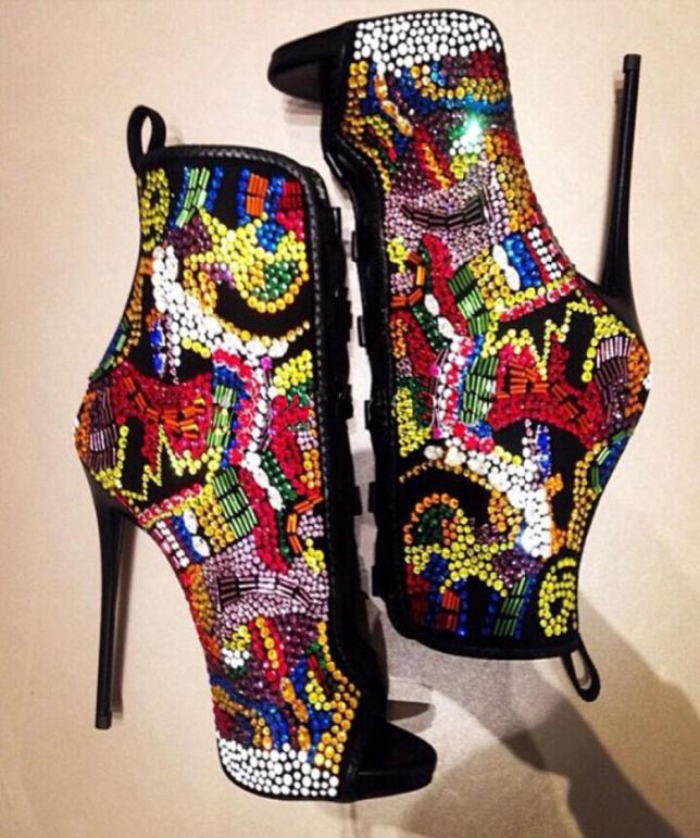 

High Heels Summer Sandals Boots Crystal Covered Comic Ankle Booties Multicolor Diamond Sexy Stiletto Pumps Ladies6200967, Multi