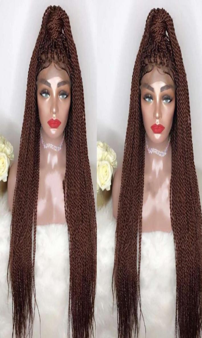 

Top Selling High Density Braided Lace Front Wigs Box Synthetic Fiber Wigs Thick Full Hand Synthetic Hair Micro Havana 9997625, Pink