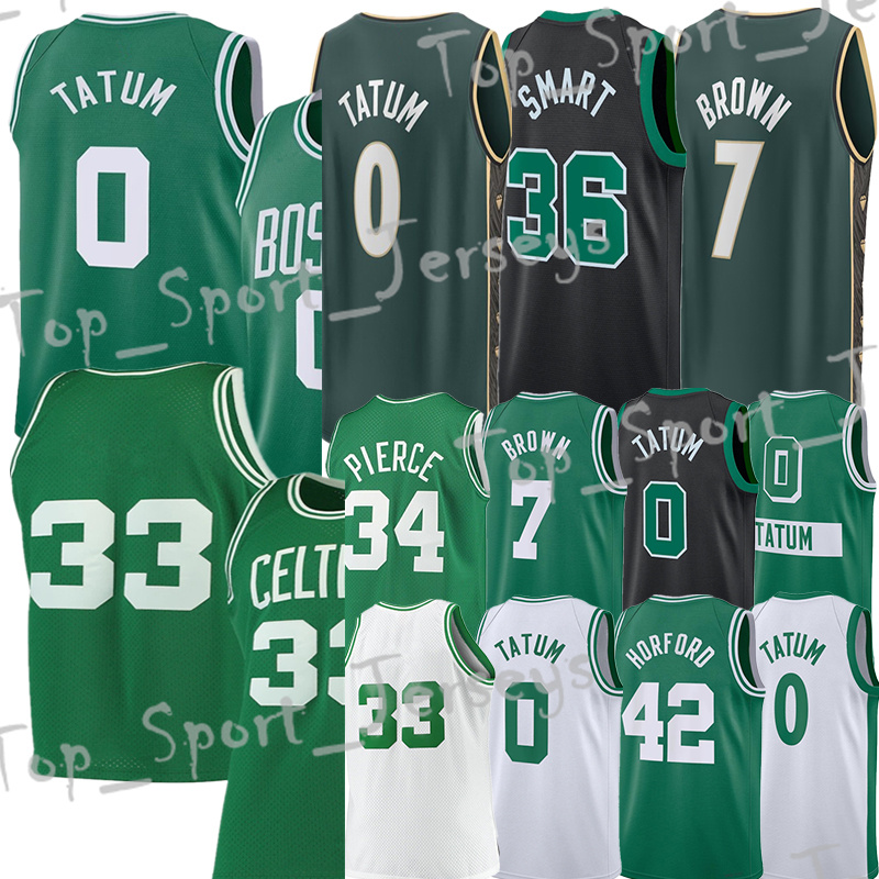 

#0 Jayson Tatum Basketball Jersey Jaylen 7 Brown Marcus 36 Smart Al 42 Horford Kevin 5 Garnett Paul 34 Pierce Vintage jerseys, White