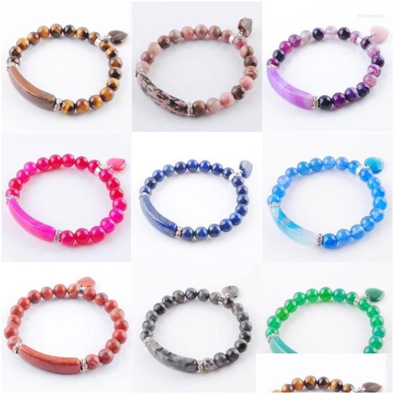 

Beaded Strand Yowost Natural Stone Beads Bracelets Bangles Heart Shape Siercolor Fitting Women Jewelry Love Gifts Ibk333 Drop Deliver Dh3Ex