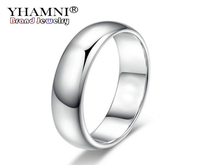 

YHAMNI Lose Money Promotion Real Pure White Gold Rings For Women and Men With 18KGP Stamp 5mm Top Quality Gold Color Ring Jewelry 1506884