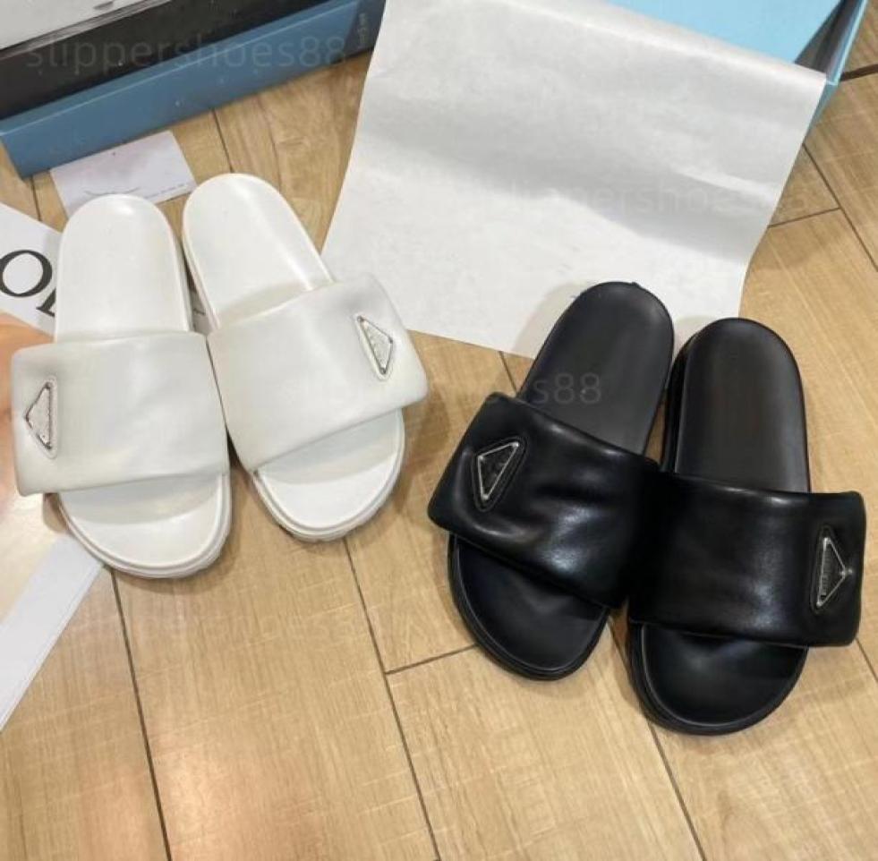 

slides designer women slide sandals soft padded nappa leather slipper sliders platform sandal adjustable hook loop upper comfort4040926, Black