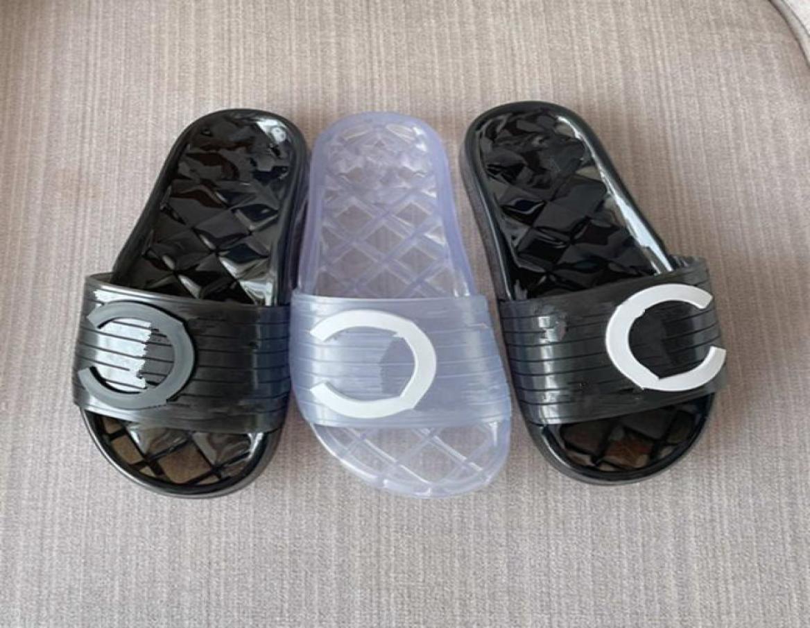 

2022 Designers Fashion PVC jelly slippers men women sandals summer beach shoes flat Flip Flops Alphabet Crystal transparen Clear s9681119, Red