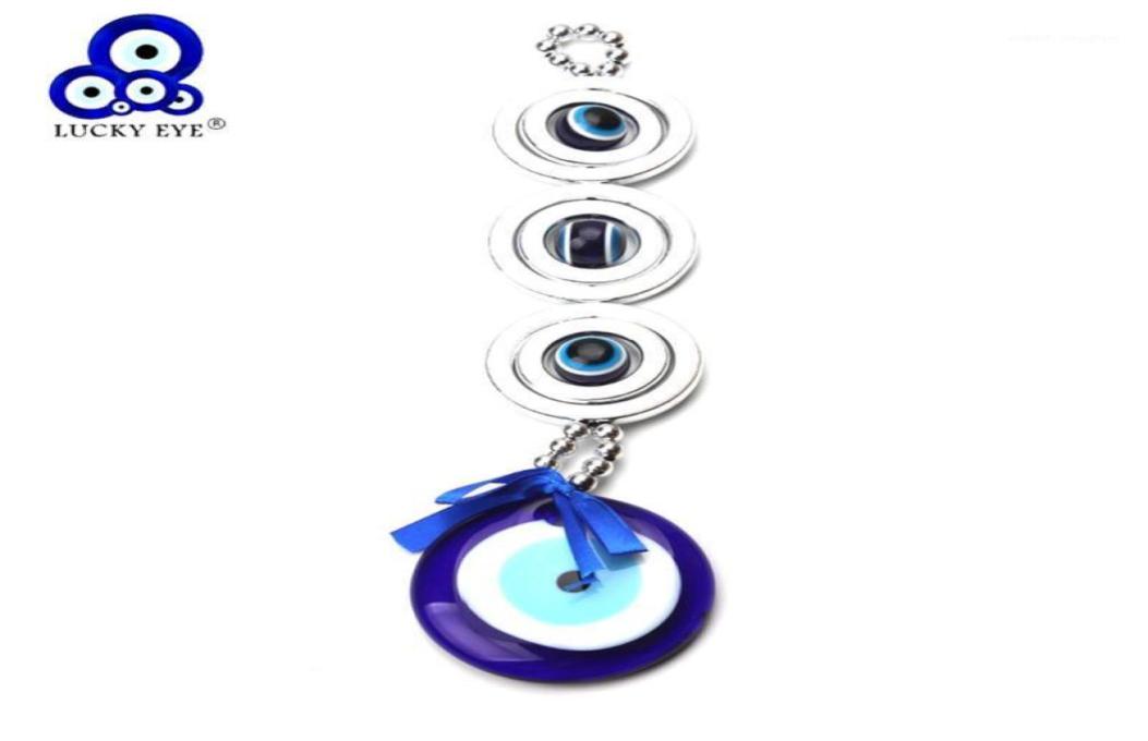 

LUCKY EYE Blue Turkish Evil Eye Pendant Wall Hanging Silver Color Bead Gifts Decorations for Car Office Home Living Room EY136615370359