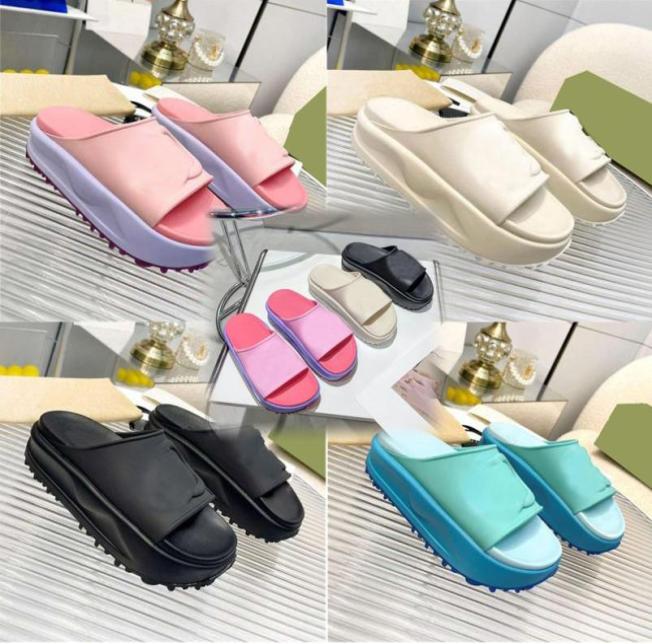

Designer Slippers Women Platform Slipper Classics Rubber Slides Solid Color Flip Flops Non Slip Sandals Thick Bottom Flat Shoes7638626, Blue