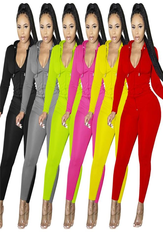

Women039s Two Piece Pants Matching Sets Sweatsuits For Women Fashion Zipper Drawstring Hoodies Tight Solid Color Suits Jogging 5069100, Black