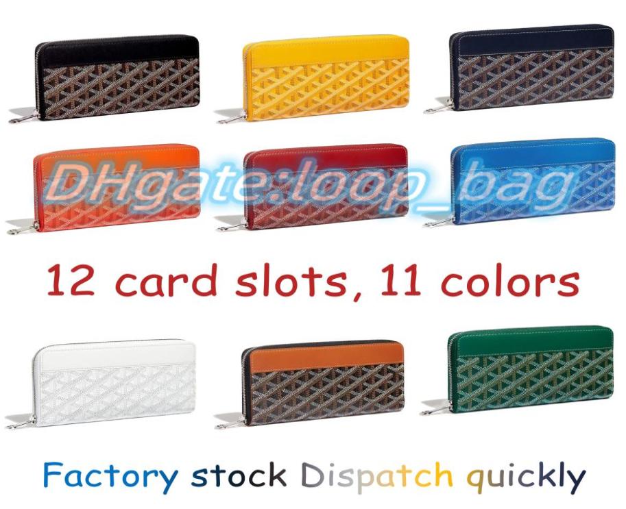 

whole famous Goya Long cards holder 12 card slots Women mens wallets luxury Designer travel coin purses Genuine Leather card h3089736, Grey