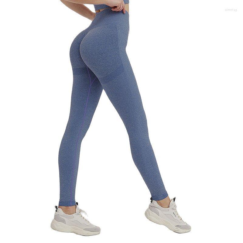 

Active Pants Seamless Sport Leggings High Waist Women Yoga Pant Elastic Fitness Push Up Gym Squat Proof Workout Booty Scrunch Tights, Dark blue