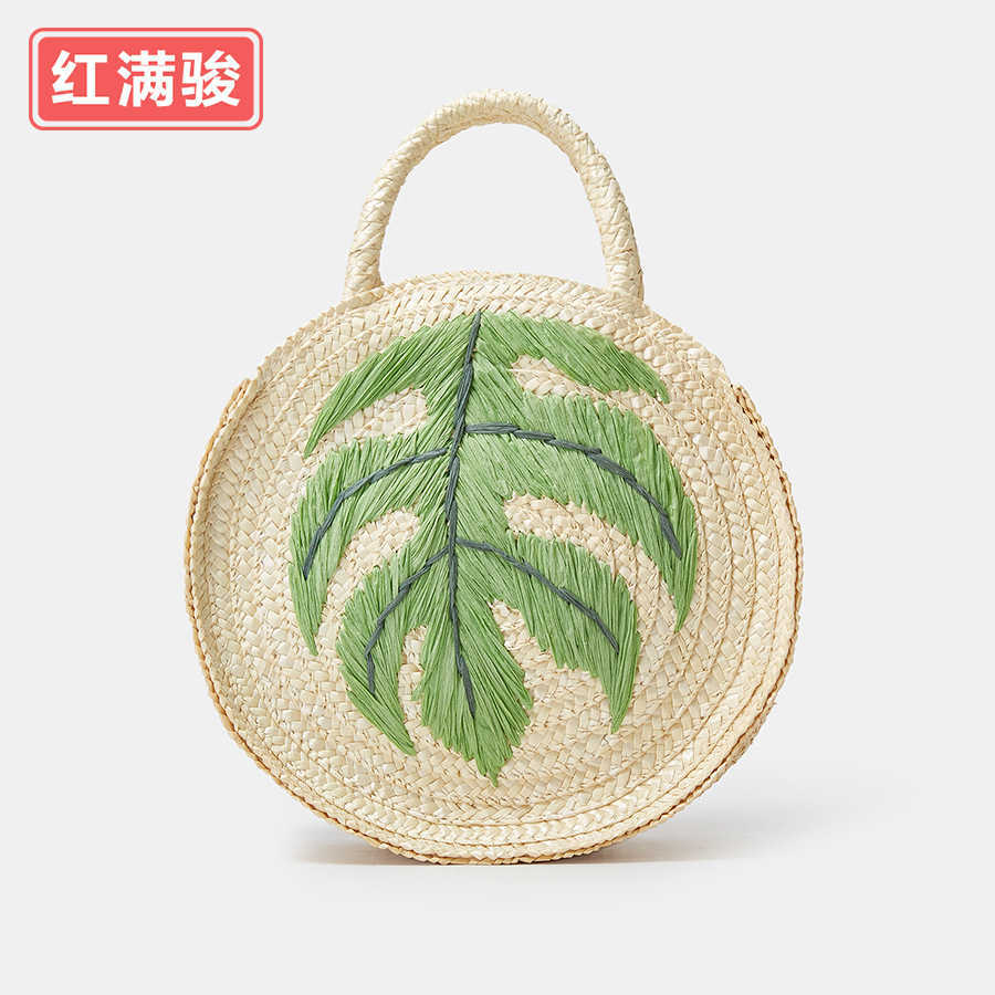 

Handmade embroidered coconut tree woven bag for women's summer fresh beach vacation handbag with large capacity straw woven bag 230527, Beige10