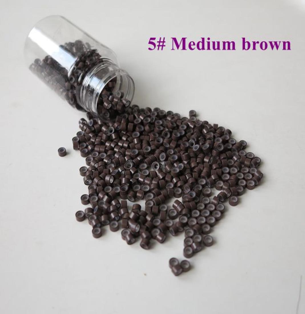 

1000pcsbottle 45mm25mm25mm 5 Medium Brown Micro Tubes with Silicone Micro Links Micro Tubes Micro Rings for Hair Extens4654623