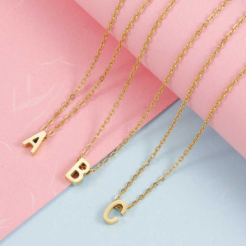 

Pendant Necklaces Rumnvnty 1pc Mirror Polish A To Z Stainless Steel Letters Necklace Initial Accessories Alphabet Beads Pendant Women Girls Gifts AA230526