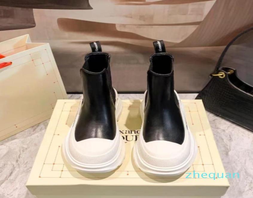 

White Sole Bottega boot fashion luxury Tire Leather Chelsea booties Men platform chunky shoes lady Knight Highboots designer 05197846071, Black