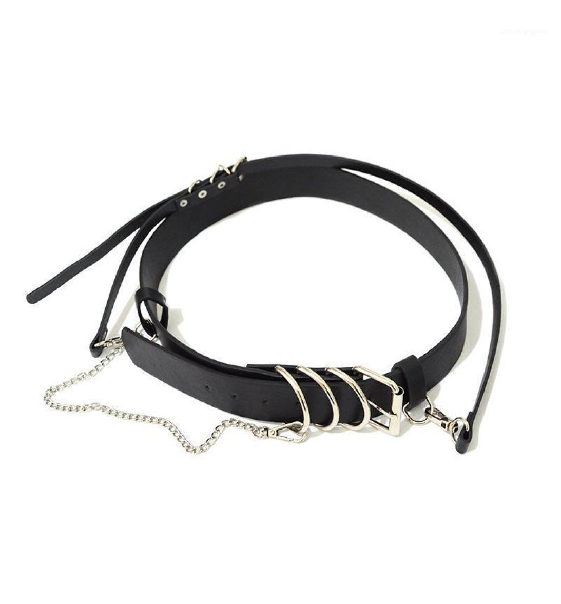 

Belts AllMatch Leather Belt Chains Retro Punk Single Shoulder Waist Girdle Lady Personality Straps Adjustable Buckle2273655, Black
