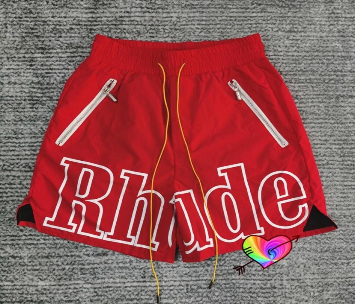 

Red Logo Shorts Men Women Rhodes Short Double Zipper Pocket Extension Cord Breeches5606483, Orange