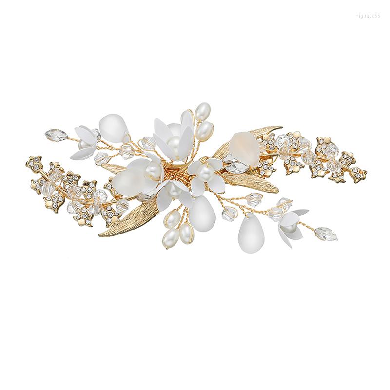 

Headpieces Bridal Headdress Rhinestone Flower Leaf Hair Comb For Girls Crystal Ornaments Jewelry Wedding Accessories