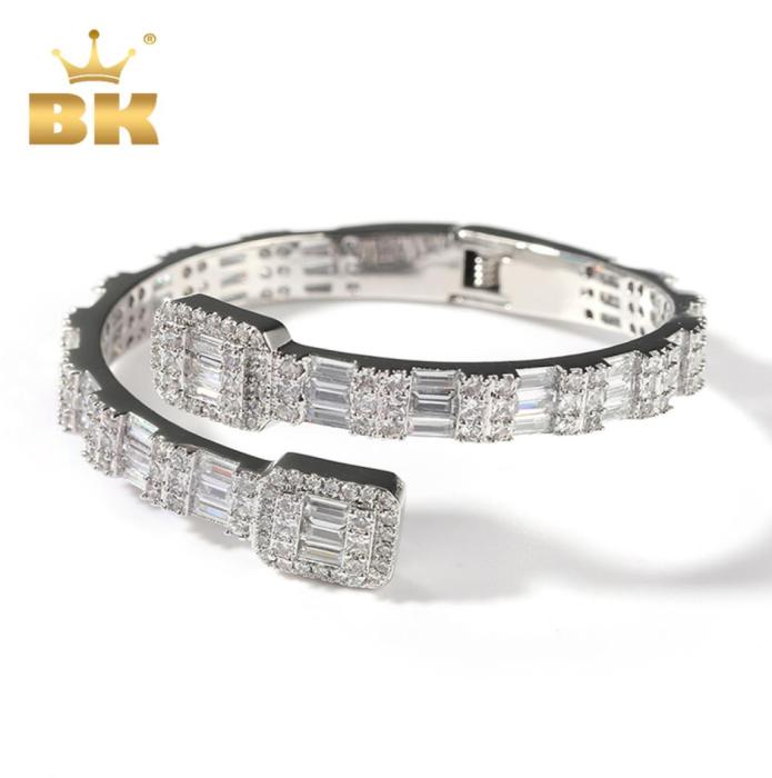 

THE BLING KING 7mm Baguette Cuff Bangel Micro Paved Bling Square Cubic Zirconia Bracelet Luxury Wrist Rapper Jewelry Punk Bangle 26914607
