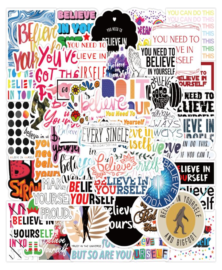 

50Pcs Cartoon Mixed Inspirational English Graffiti Sticker Pack For Diy Laptop Notebook Suitcase Phone Case Car Decals Waterproof2363145, Black